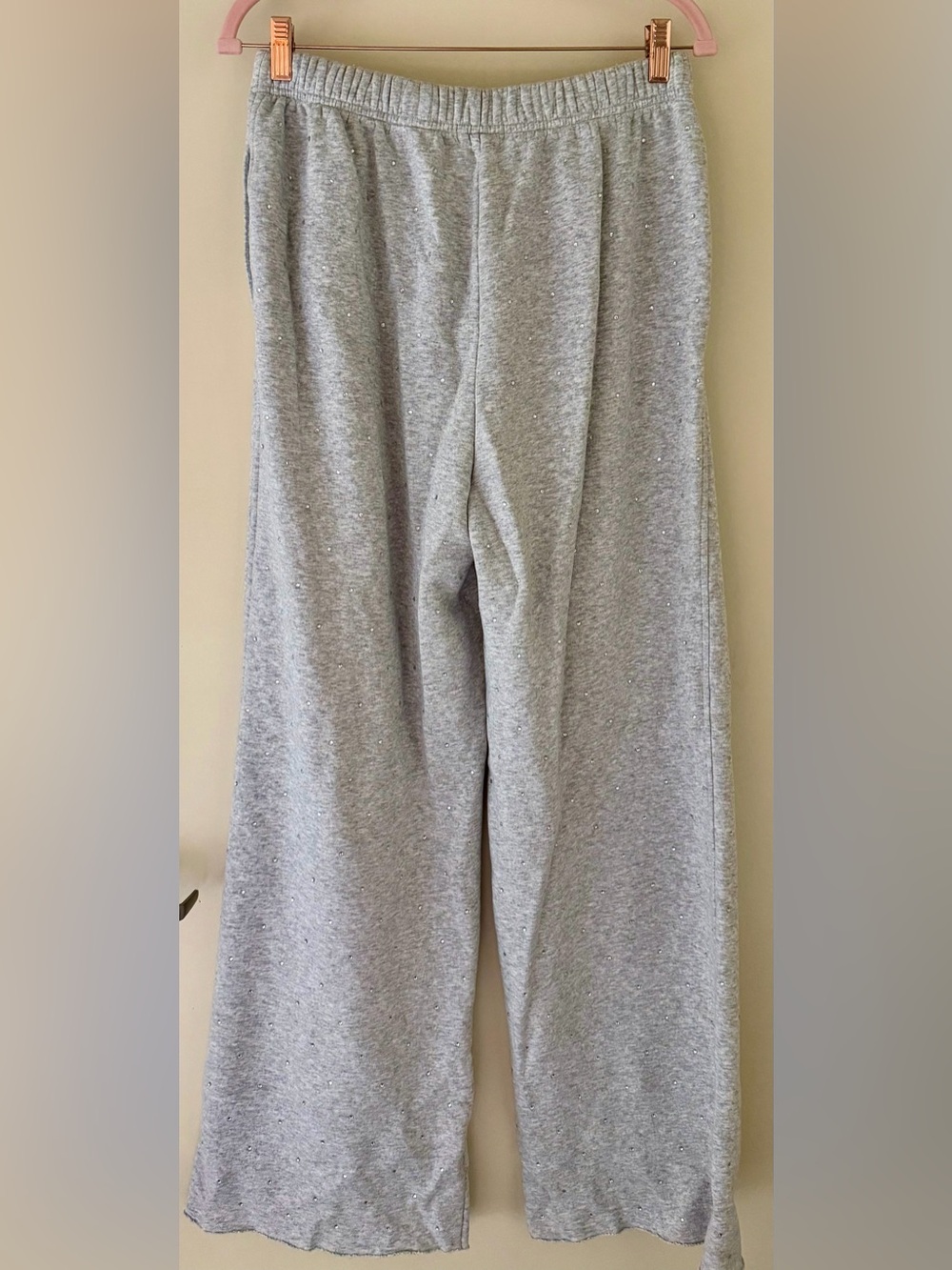 Good American Crystal Embellished Wide Leg Sweatpants in Gray Size M Women’s - Picture 5 of 6